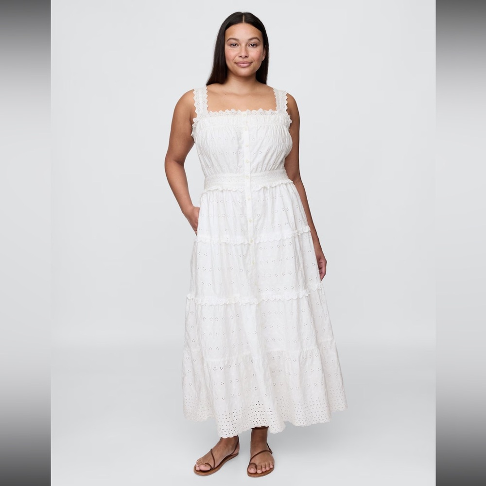 White Eyelet Maxi Sundress - Women